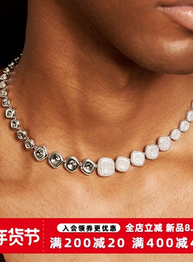 KREAM 拼接满钻嘻哈项链男女同款锁骨链欧美潮流 chain 情侣