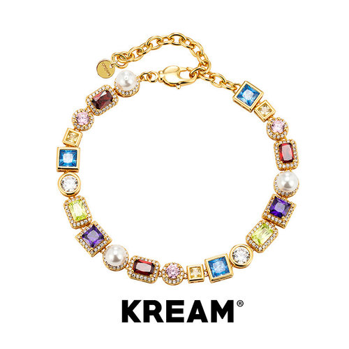 KREAM 原创 彩色锆石贝珠手链男女同款嘻哈小众设计高级轻奢情侣