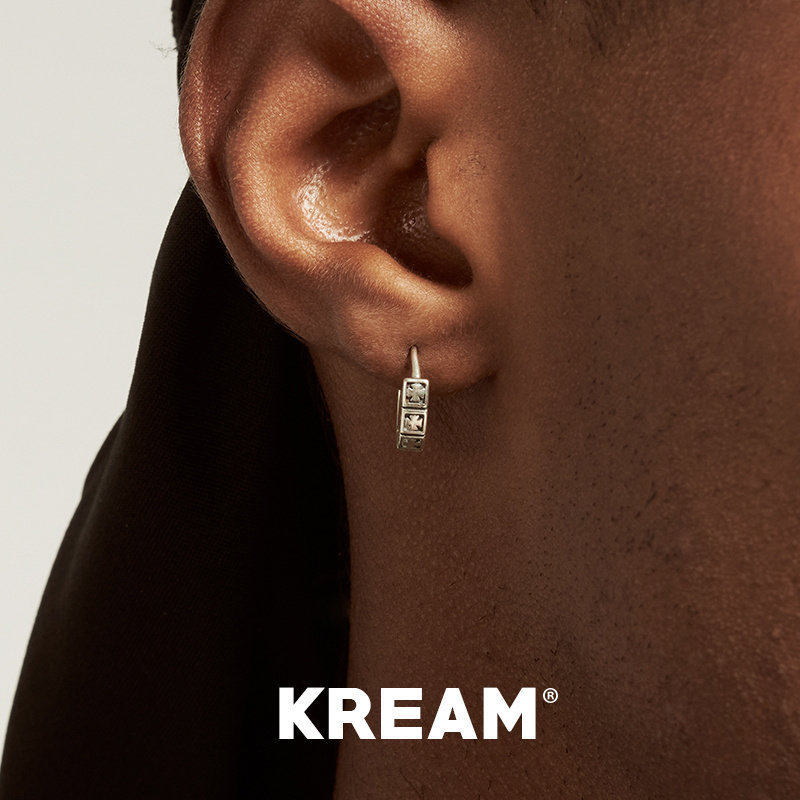KREAM 纯银十字耳圈男女同款耳环
