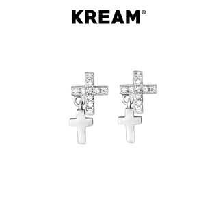双十字耳钉男女同款 欧美潮流嘻哈耳饰 S925纯银 KREAM
