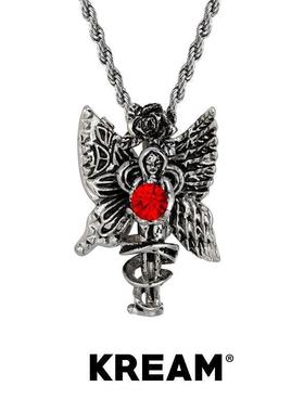 KREAM 复古 天使红锆石项链男吊坠女欧美气质百搭毛衣链情侣