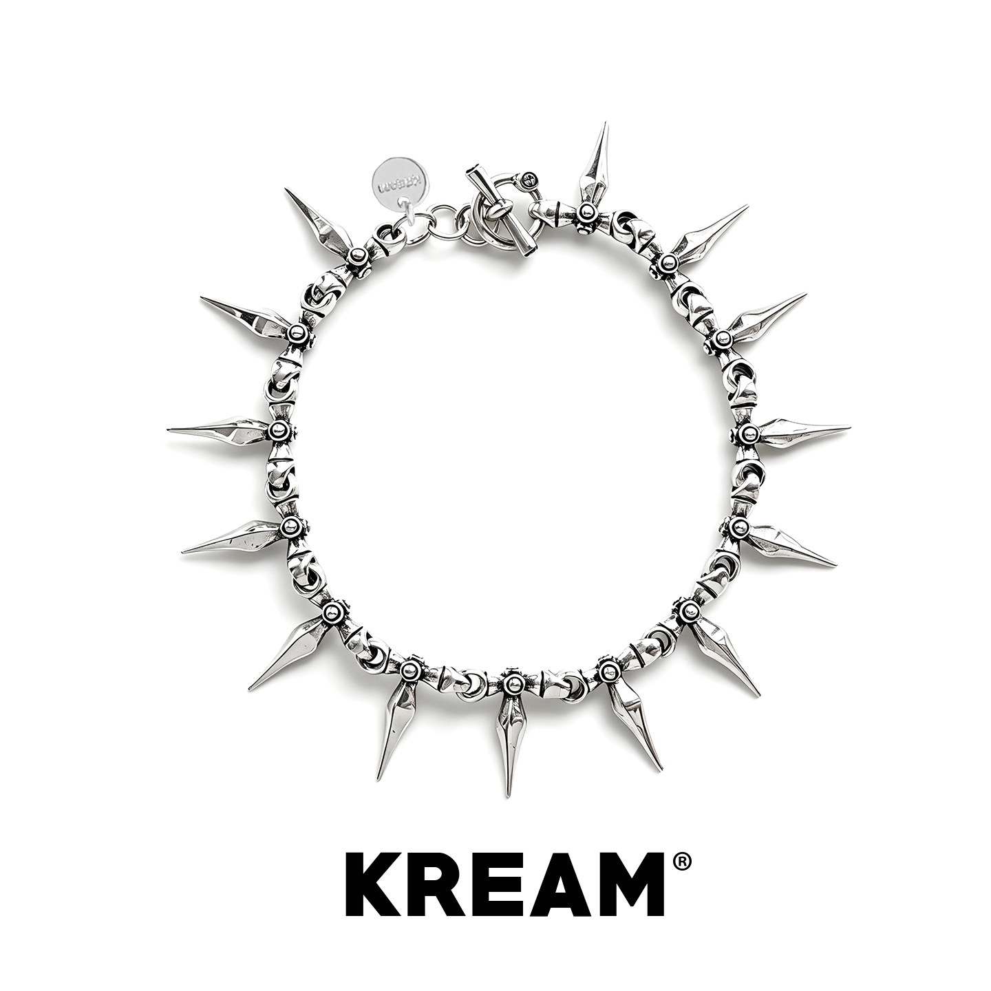 KREAM 925银做旧个性锥形尖刺手链男欧美潮流嘻哈女设计感