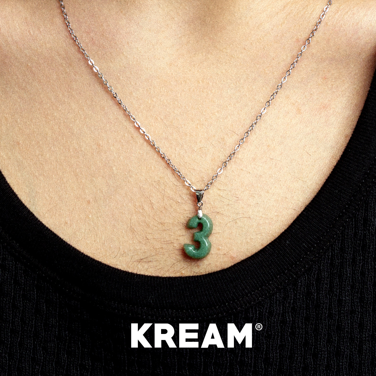 KREAM 翡翠数字3项链男嘻哈女欧美潮流