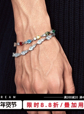 KREAM 异形彩钻网球手链男嘻哈女同款