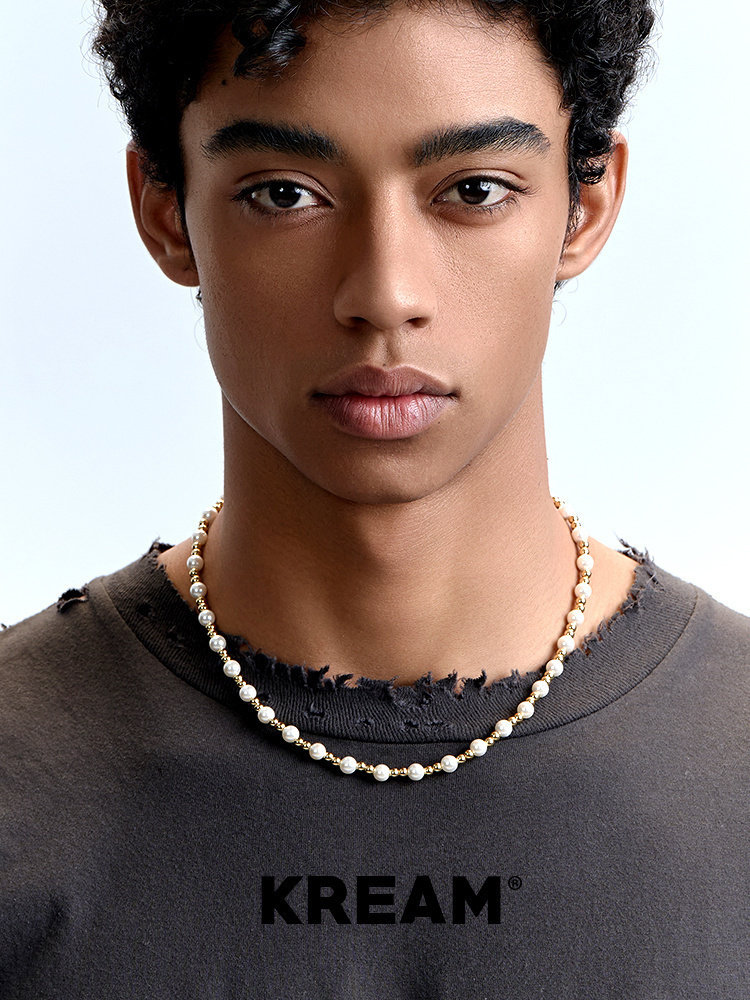 Kream Gold-Plated Shell Pearl Necklace, Unisex, Simple Clavicle Chain, European and American Hip-Hop Trend
