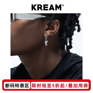 KREAM 原创 S925纯银满钻字母吊坠耳圈男嘻哈女同款耳环坠