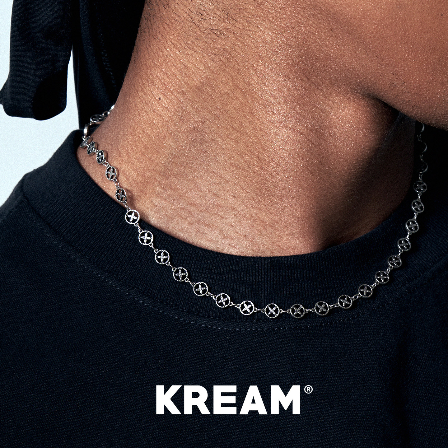 KREAM 925纯银 复古圆环四芒星项链男欧美潮流女锁骨毛衣链情侣