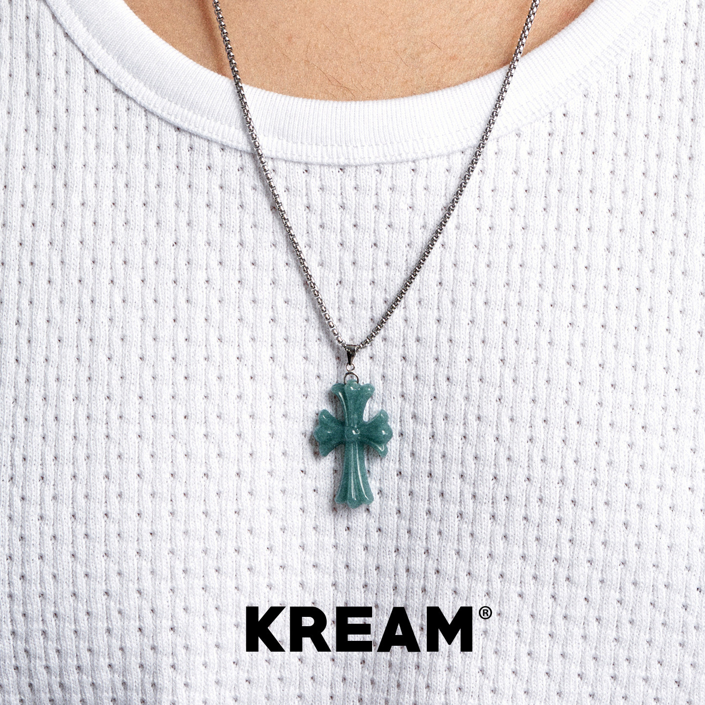 KREAM 天然翡翠十字吊坠男项链女欧美嘻哈潮流百搭轻奢小众礼物
