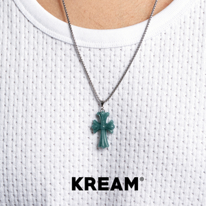 KREAM 天然翡翠十字吊坠男项链女欧美嘻哈潮流百搭轻奢小众礼物
