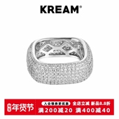 ice out ring KREAM 满钻戒指男嘻哈女同款 情侣指环
