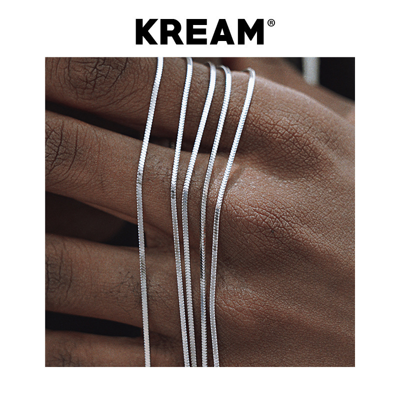 KREAM S925 silver snake纯银镀白金项链细蛇骨链男女