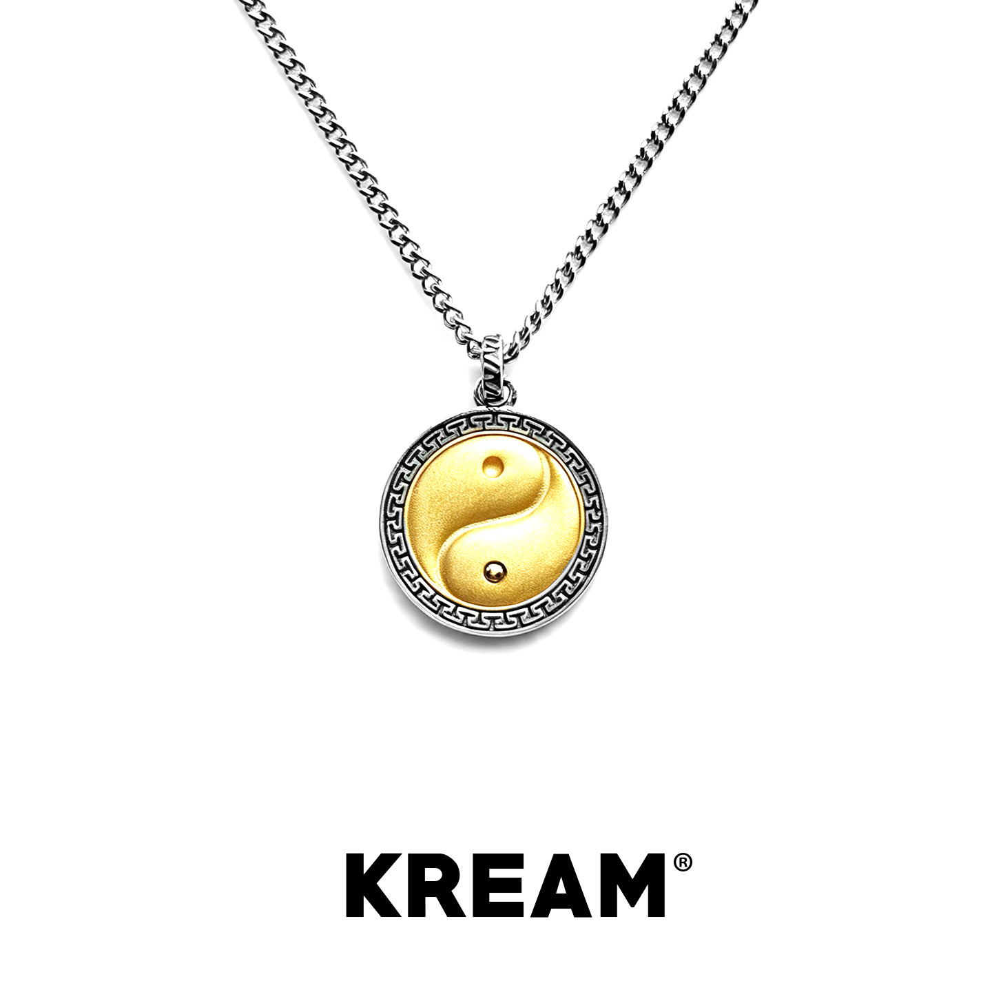 KREAM 纯银 复古做旧双色电镀磨砂太极生肖项链男潮流女