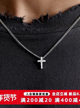 KREAM 纯银 mini 莫桑满钻十字吊坠男嘻哈女同款欧美潮流情侣