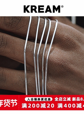 KREAM S925 silver snake纯银镀白金项链细蛇骨链男女锁骨 方蛇链