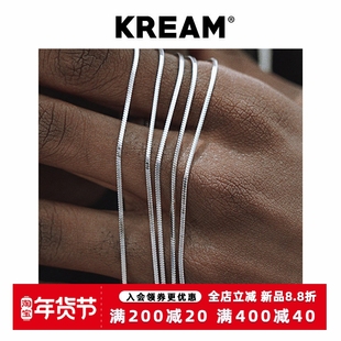 KREAM S925 silver snake纯银镀白金项链细蛇骨链男女锁骨 方蛇链