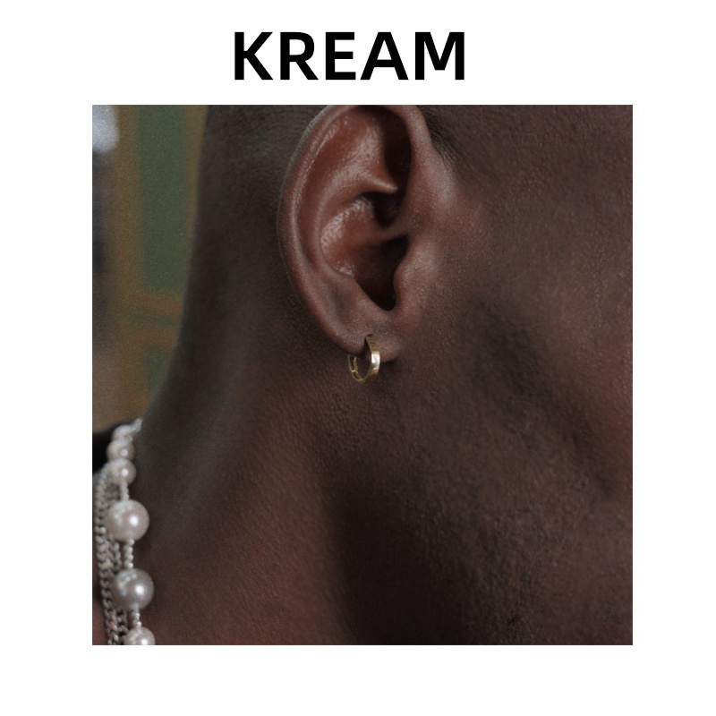 KREAM 10K真金耳圈耳环耳骨环嘻哈男女同款 gold earring素圈耳饰