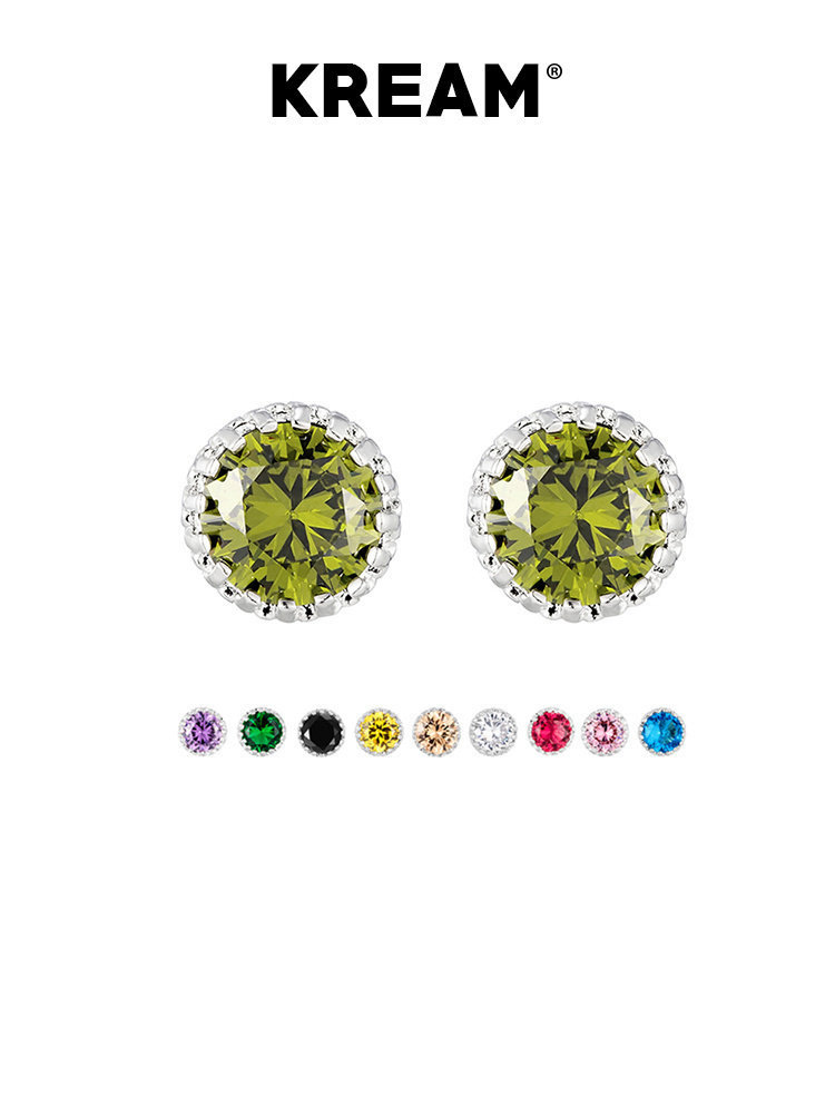 Kream 10 Colors New Colorful Zircon Earrings for Men, Hip-Hop Style, Unisex, European and American Couple Jewelry