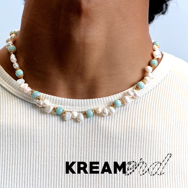 KREAM 天然 天河石珍珠项链男女轻奢小众设计复古锁骨链嘻哈潮流