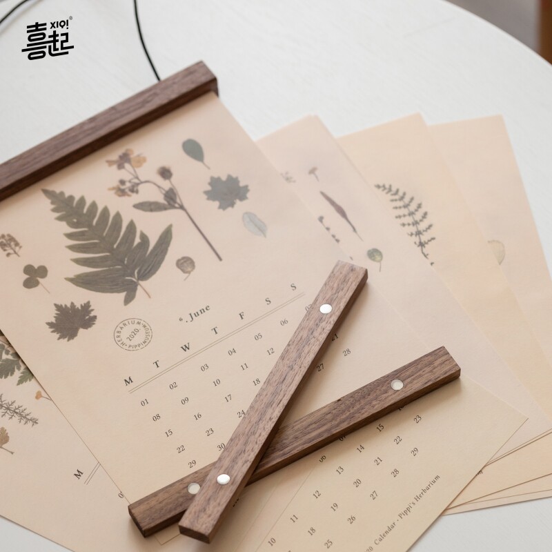 喜起黑胡桃实木插画夹 墙上画轴磁铁挂画框 日历名信片墙面画夹子