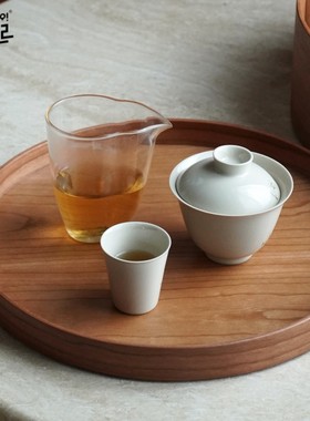 黑胡桃实木托 托盘圆形 茶几咖啡茶具水杯托 托盘糖果干 干果盘收
