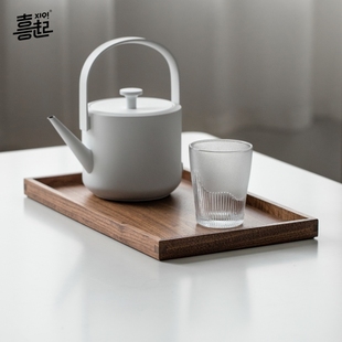 黑胡桃实木托盘长方形放水杯茶杯咖啡茶具茶盘酒店木质茶托盘家用