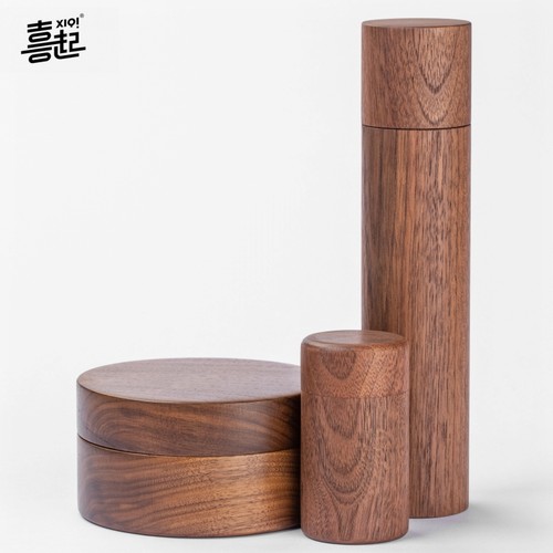 黑胡桃实木带盖瓶子收纳盒牙签罐