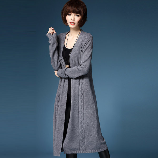 CHRLETEEY 克莉缇娅 女式长款宽松纯色厚针织衫外套 优惠券折后￥88包邮（￥148-60）4色可选