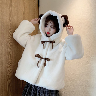 Photo of bear's ears with hoods winter cotton padded jacket women fashion