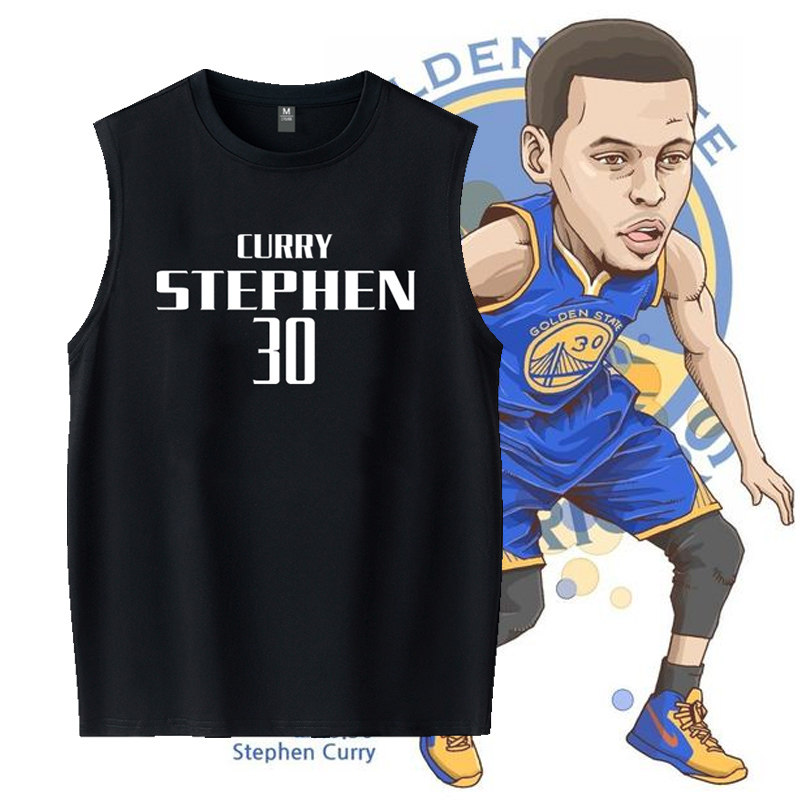 篮球运动纯棉金州勇士萌神库里curry训练球服无袖t恤大码宽松背心