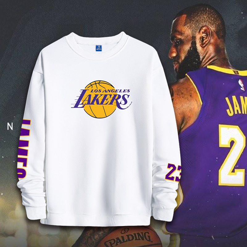 湖人队詹姆斯篮球运动卫衣男King James宽松训练套头圆领可定制潮