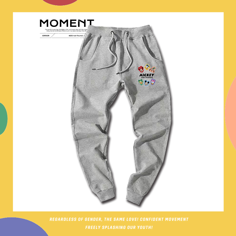 潮牌米奇米老鼠卡通美式夏款宽松休闲可定制纯棉运动透气束口长裤