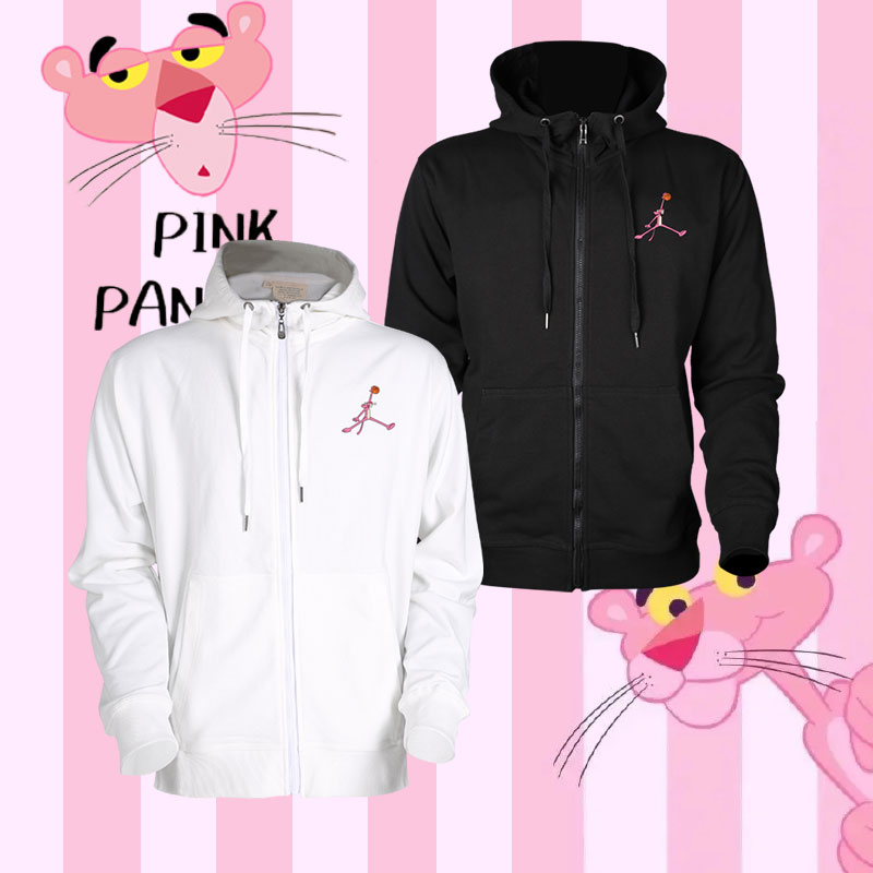 时尚风粉红豹飞人开衫带帽外套