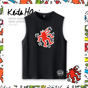T恤背心 透气无袖 可定制潮涂鸦keith haring联名凯斯哈林纯棉大码