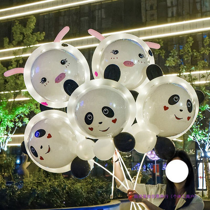 飞天波波球发光熊猫波波球夜市彩灯地推网红飞天卡通儿童玩具摆摊