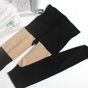 日系过膝丝袜拼色拼接女双色中厚大腿春高筒假两件上肤下黑连裤 袜