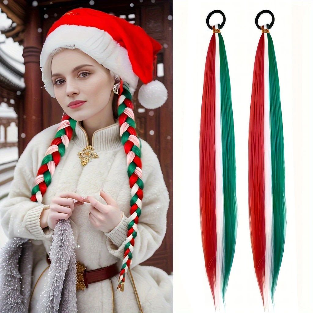 Synthetic 2Pcs Colorful Ponytail Extension  Long Straight DI