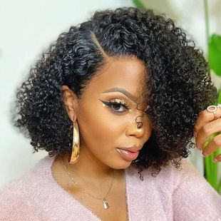 Kinky Curly Bob Cheap Wig Lace Frontal Human Hair Wigs 100%