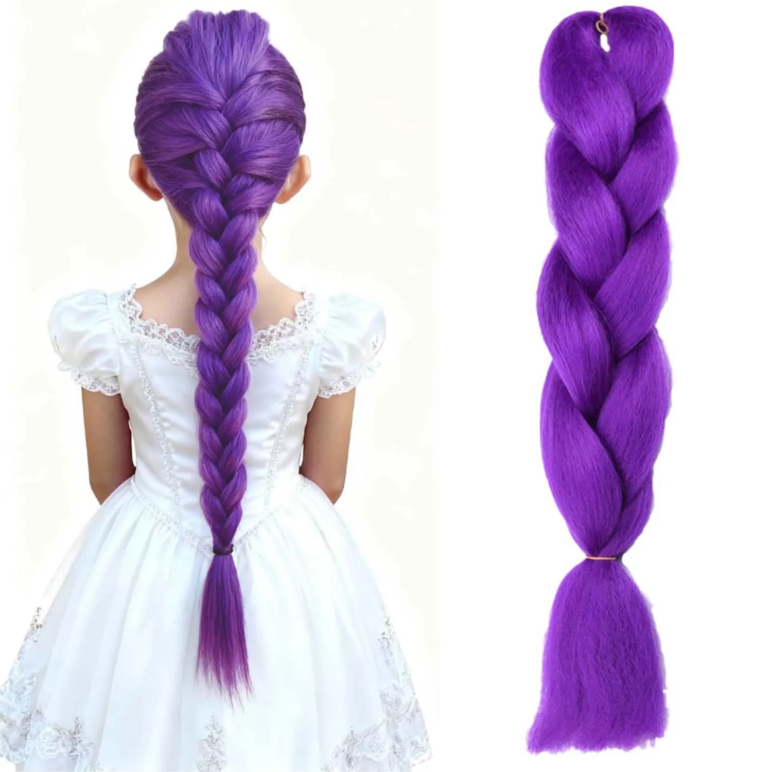 Synthetic 24inch Long Purple Braiding Hair Extensions for Br