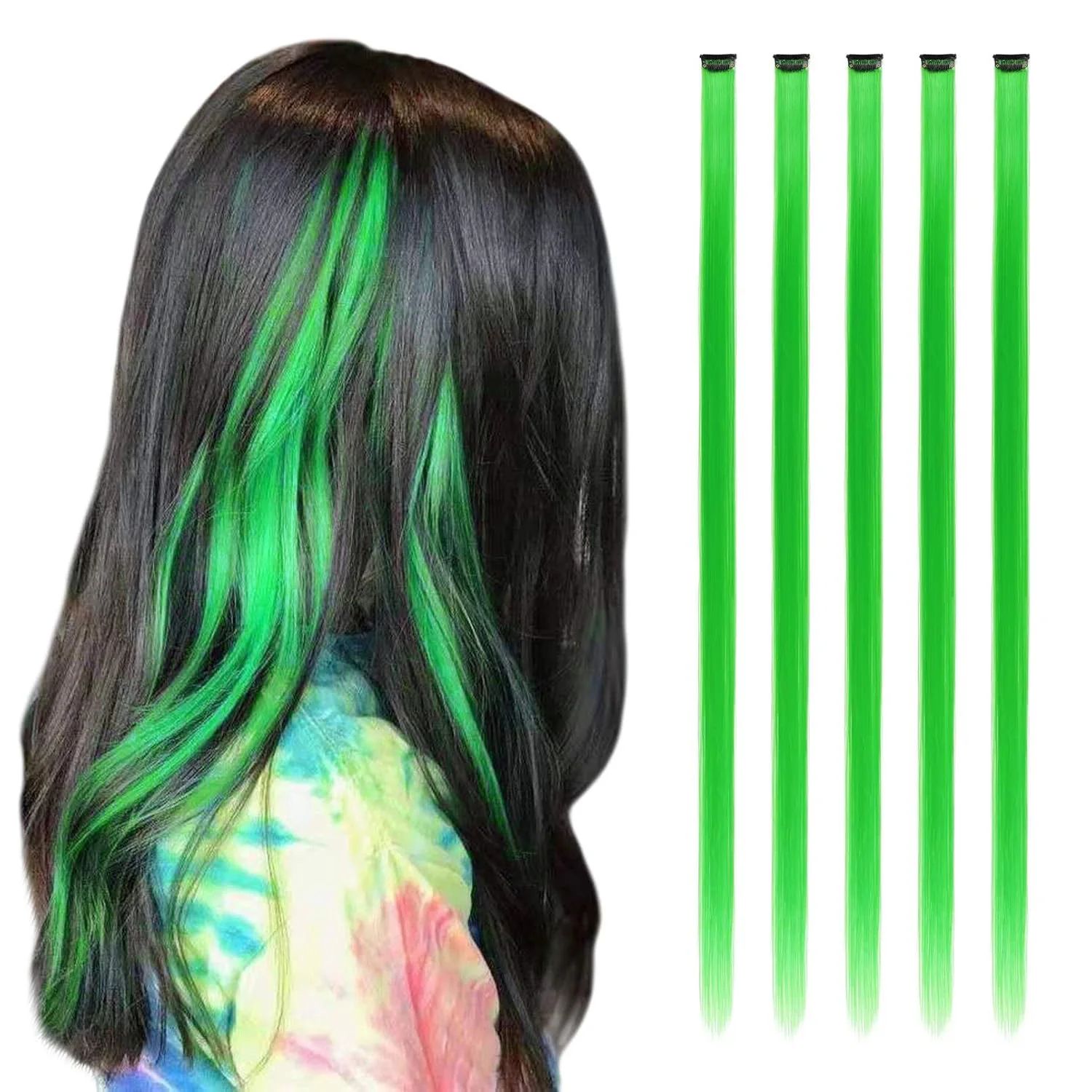 Synthetic 5PCS Colorful Hair Extensions Party Highlights Col