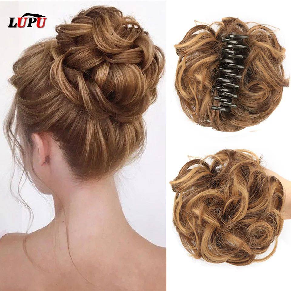 LUPU Synthetic Chignon Messy Bun Claw Clip in Hair Piece Wav