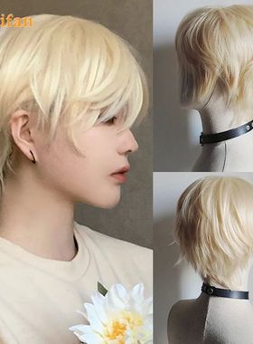 MEIFAN Synthetic Short Cosplay Lolita Anime Men Wig Male Str