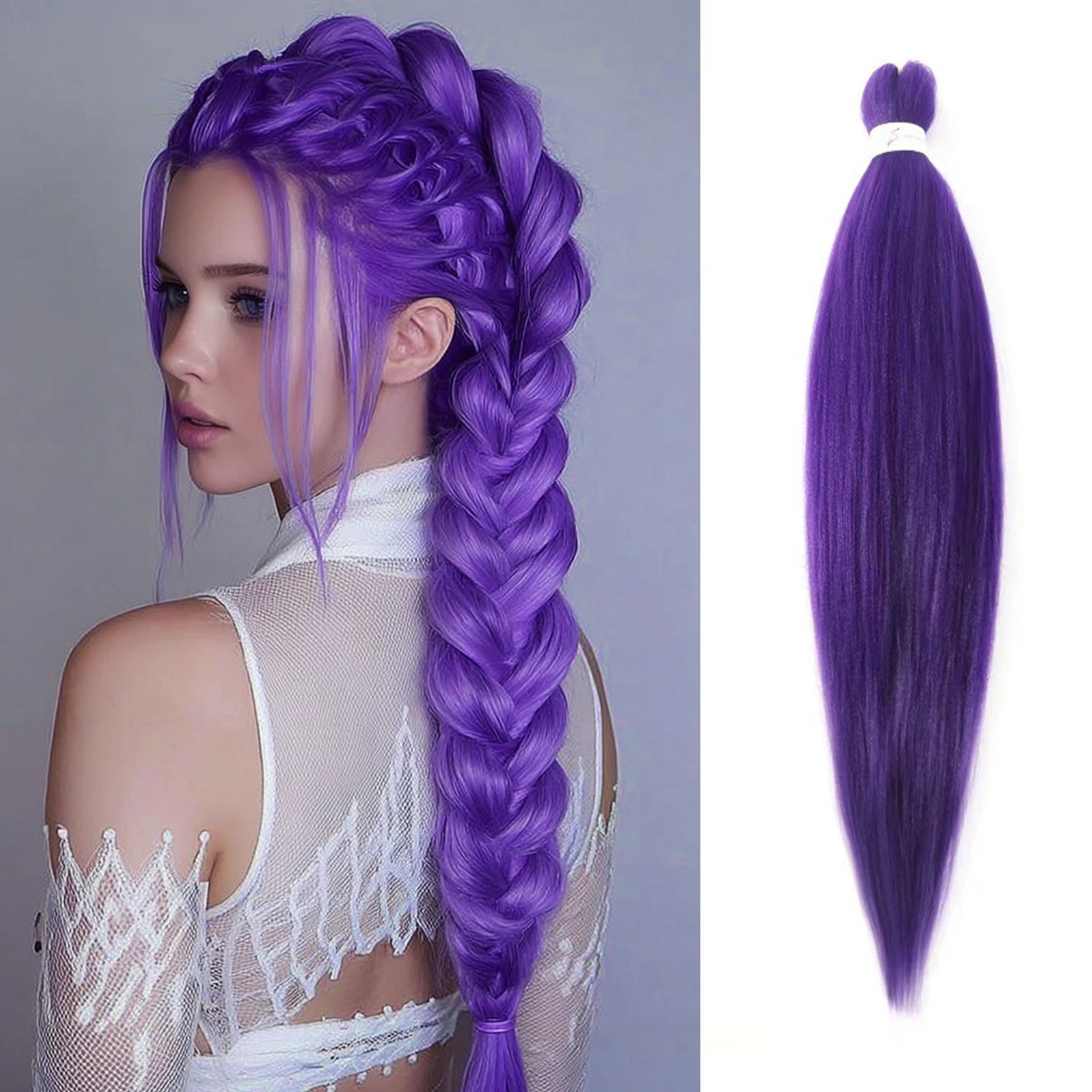 Purple Hair Extensions 26inch Long Purple Braiding Hair Pre