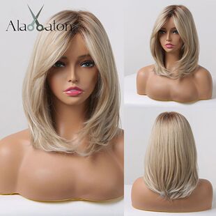 Synthetic Short ALAN Layered Bangs Straight with EATON Wigs