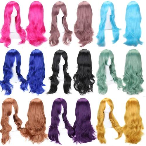 Cosplay Anime Long Wavy Pink Blue Red Blonde Black Green Whi