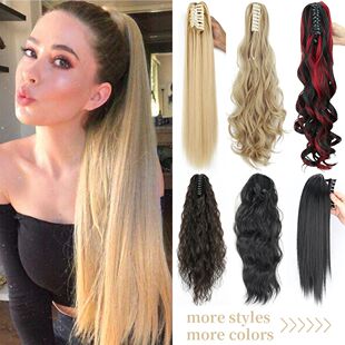 Synthetic Long Straight Claw Clip On Ponytail Hair Extension