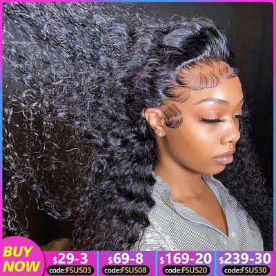 13x4 13x6 Deep Wave Transparent Lace Frontal Human Hair Wigs