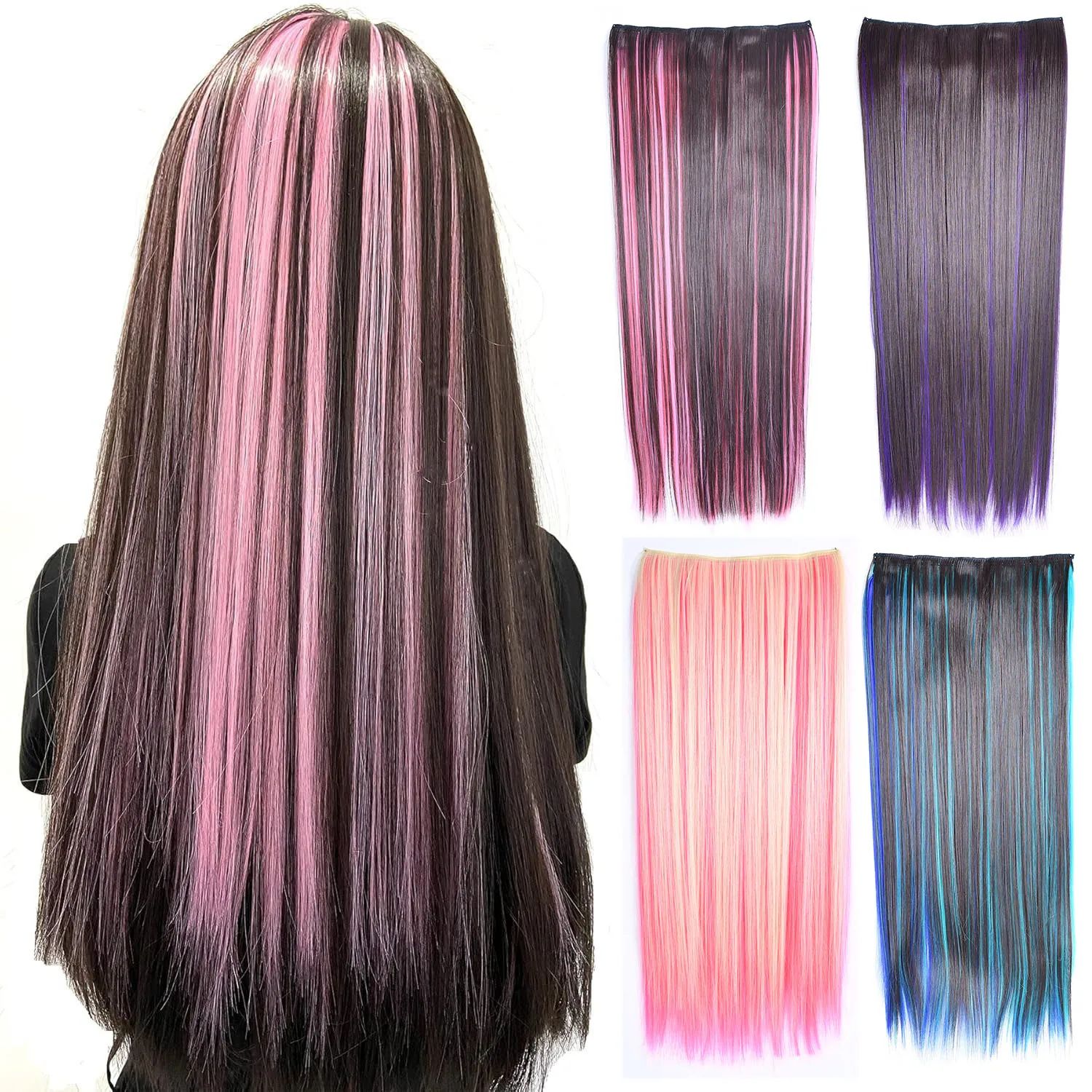 Jeedou Straight Synthetic Hair One Piece 5 Clips Clip in Hai