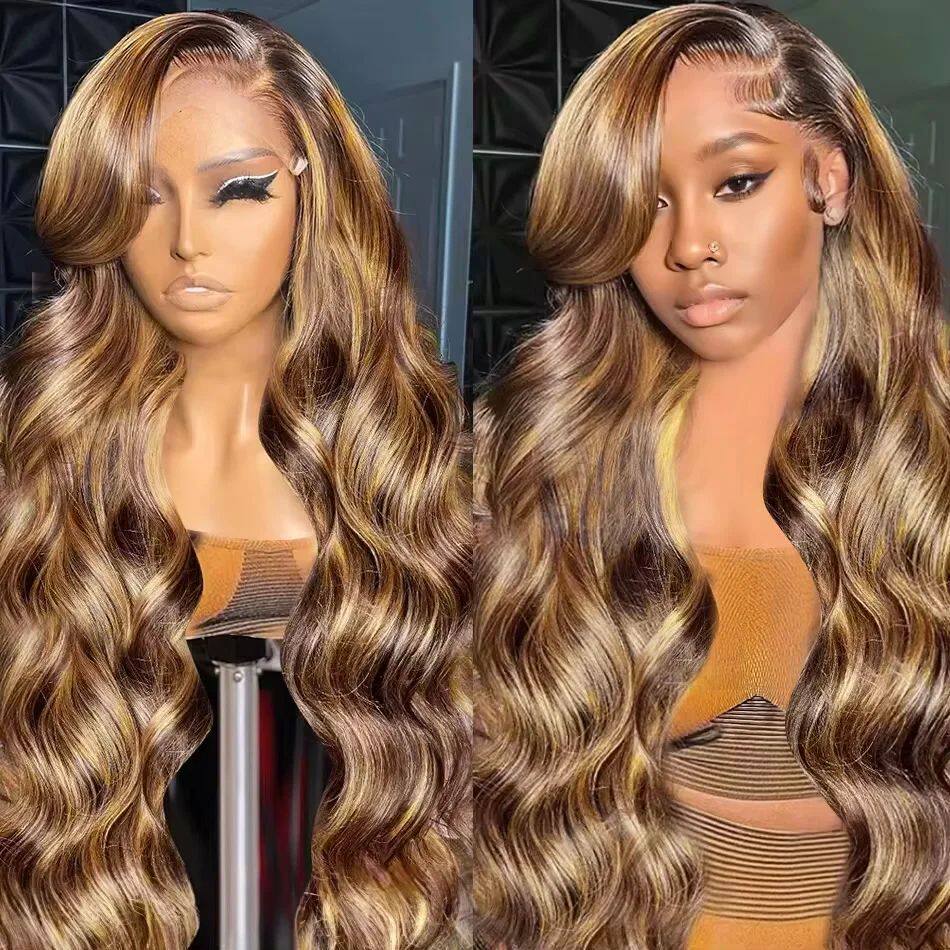 30 40 Inch 4/27 Highlight Colored Ombre Blonde Body Wave Wig