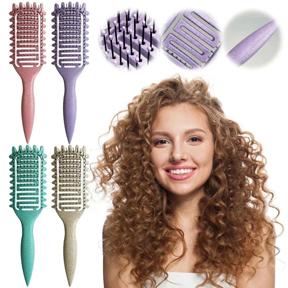 3 in 1 Curl Define Styling Brush Hollow Out Detangling Hair