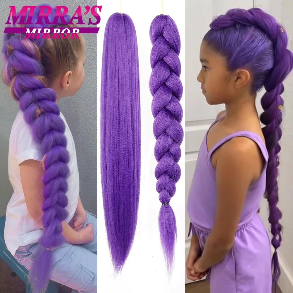 Purple Braiding Hair Extensions Pre Stretched Soft Yaki Synt